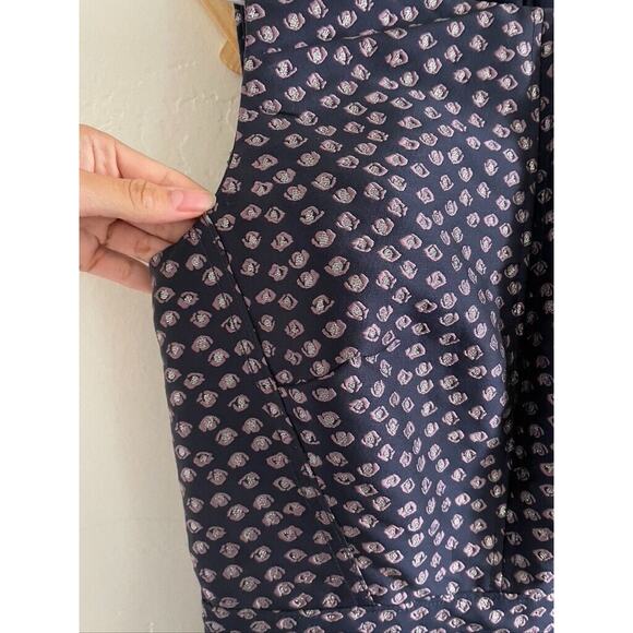J Crew Sheath Dress Women's 0 Metallic Navy Purple Flowers Mini Sleeveless - Picture 4 of 10